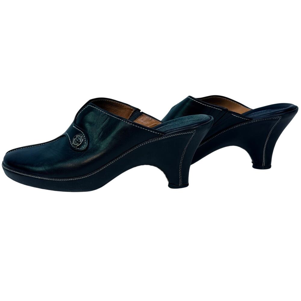 Cole Haan Woman’s Sz 7-1/2 B Leather Heeled Slides in Black - Picture 4 of 8